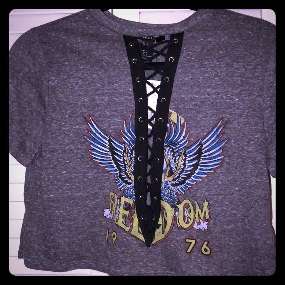 Forever 21 - Rock Lace-up Crop top
